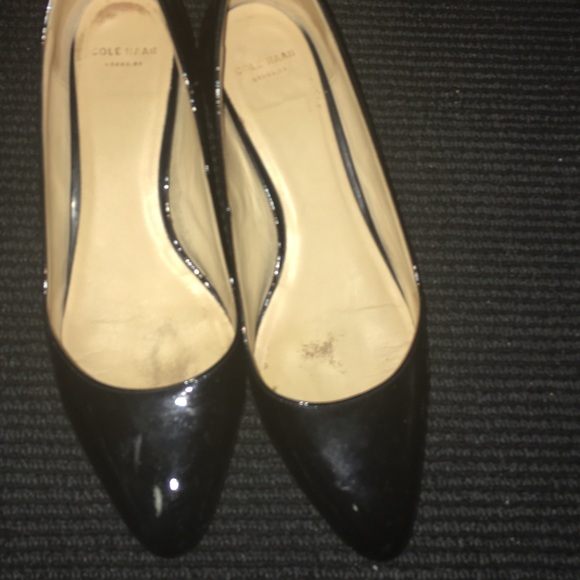 COLE HAAN patent black leather BETHANY 7 wedge - Picture 5 of 7